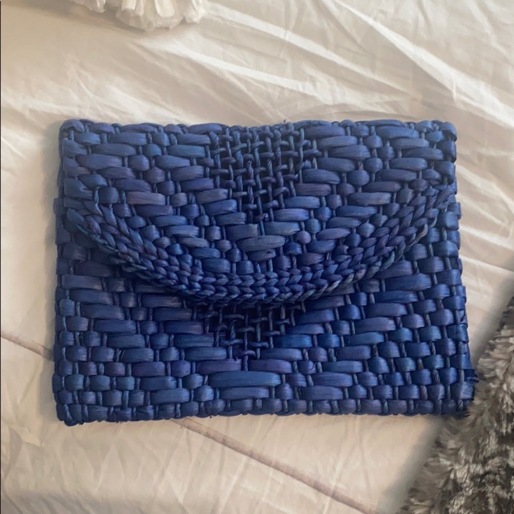 Boutique blue wicker clutch